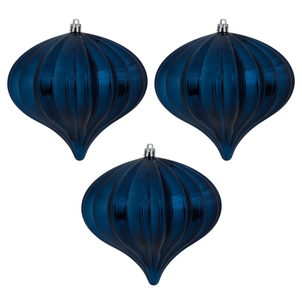 Vickerman 5.7" Midnt Blue Shiny Onion Christmas Ornament UV treated Set of 3
