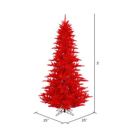 Vickerman 3' Red Fir Artificial Christmas Tree Unlit