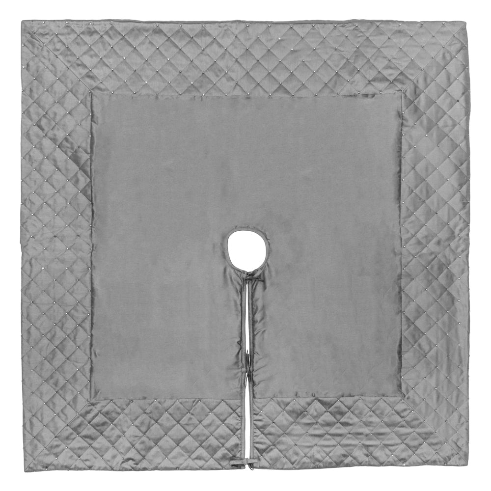 Vickerman 52" Gray Quilt Stitch Jewel Christmas Tree skirt