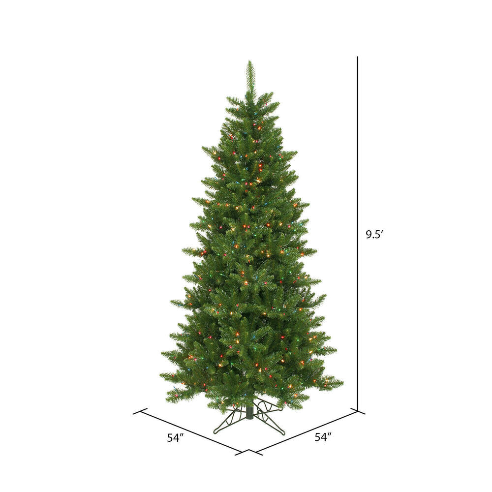 Vickerman 9.5' Camdon Fir Slim Artificial Christmas Tree Multi-Colored Dura-lit LED Lights