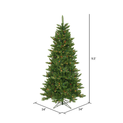 Vickerman 9.5' Camdon Fir Slim Artificial Christmas Tree Multi-Colored Dura-lit LED Lights