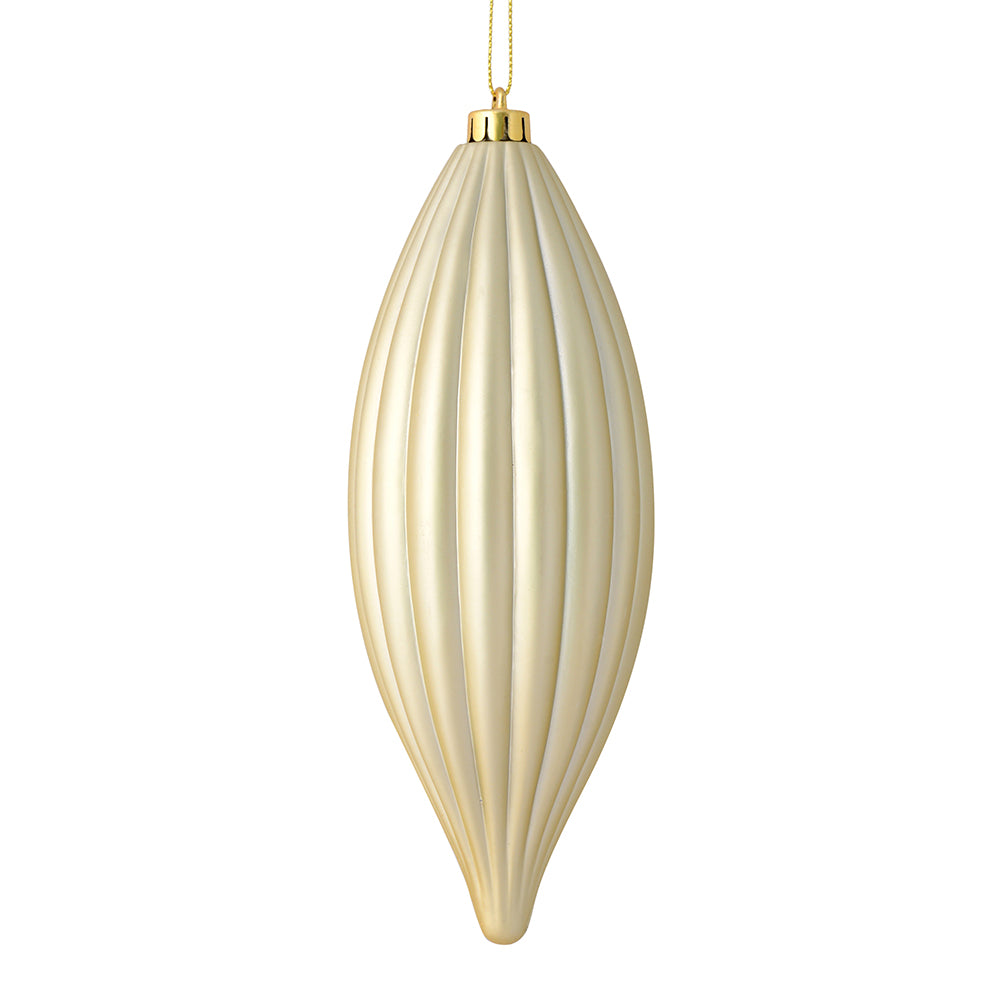 Vickerman 8" Champagne Matte Line Finial Ornament Pack of 4