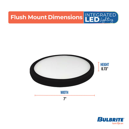 Bulbrite 773605 7 in.Round 10.3-Watt 3000K LED Flush Mount Light, 1150 Lumens, Black