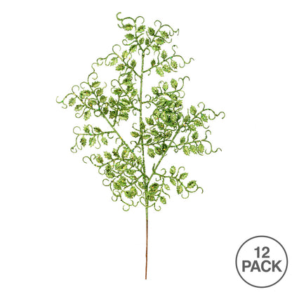 Vickerman 22" Lime Glitter Mini Ruscus Leaf Artificial Christmas Spray. Includes 12 sprays per pack.