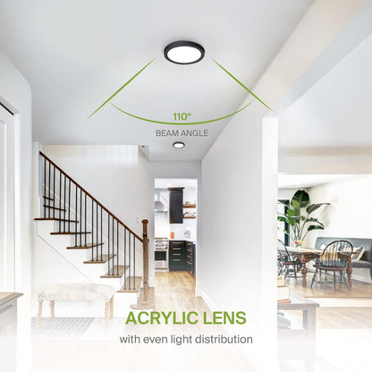 ASD Lighting LED Round Surface Mini Panel 7" 15W 120V CCT Selectable 3000/4000/5000K Dimmable Black ETL Energy Star 6pack