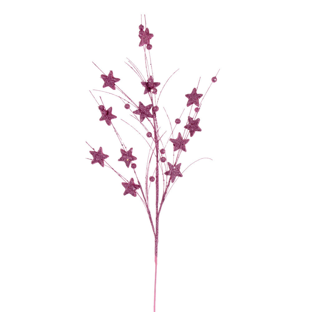 Vickerman 33" Pink Star and Ball Glitter Spray 6 per bag.
