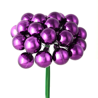 Vickerman 6" Plum Shiny Ball Ornament Christmas Pick Pack of 2