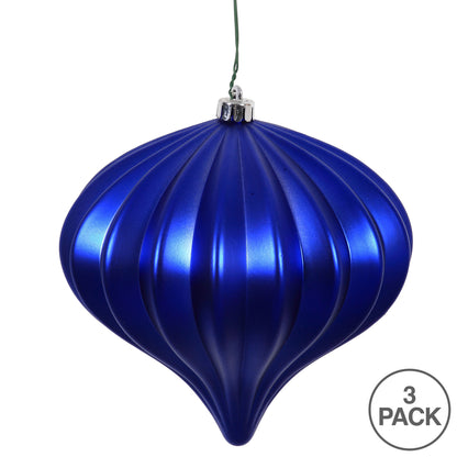 Vickerman 5.7" Cobalt Blue Matte Onion Christmas Ornament UV treated Set of 3