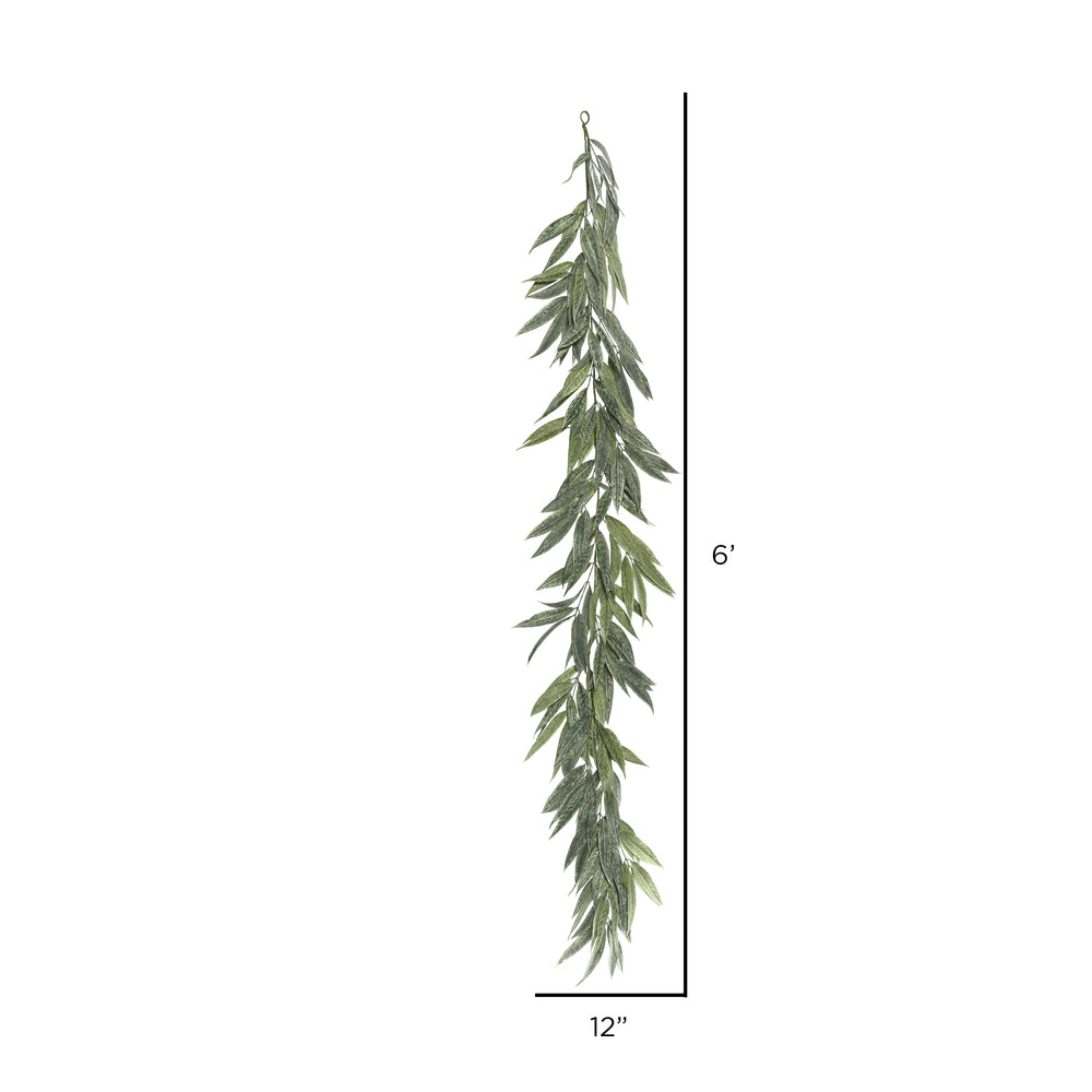 Vickerman 6' Artificial Green Muddy White Willow Garland.