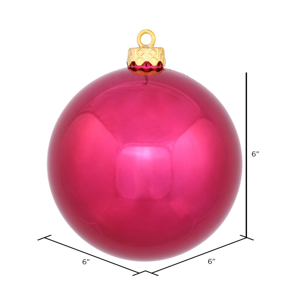 Vickerman 6" Wine Shiny Ball Ornament 4 per Bag