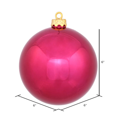 Vickerman 6" Wine Shiny Ball Ornament 4 per Bag