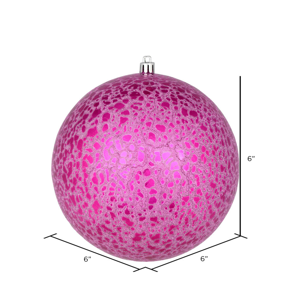 Vickerman 6" Fuchsia Crackle Ball Ornament 4 per Bag