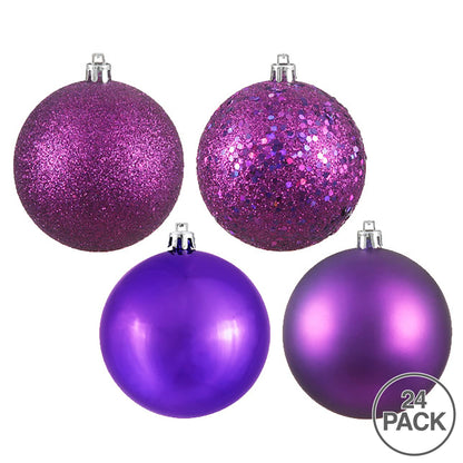 Vickerman 2.4" Plum 4-Finish Ball Ornament Assortment 24 per Box