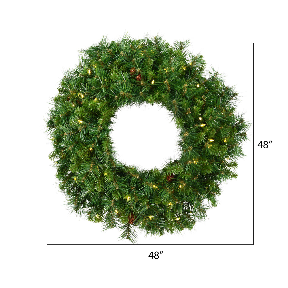 Vickerman 48" Cheyenne Pine Artificial Christmas Wreath Warm White LED Lights