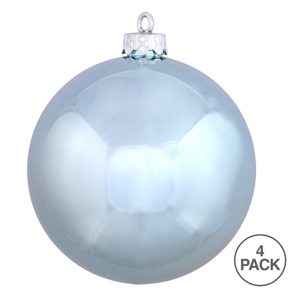 Vickerman 4.75" Baby Blue Shiny Ball Ornament 4 per Bag