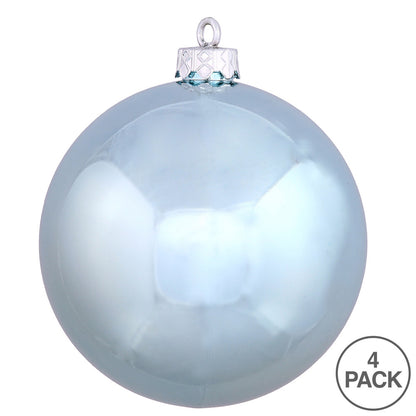 Vickerman 4.75" Baby Blue Shiny Ball Ornament 4 per Bag