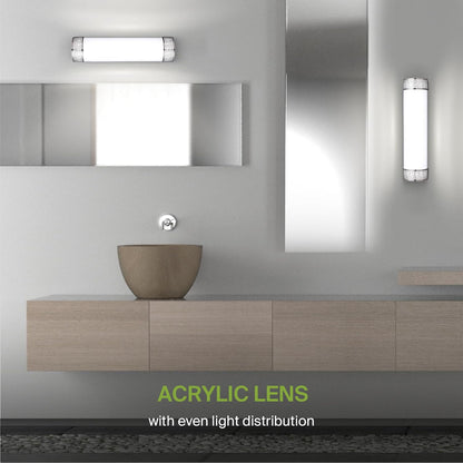 ASD Lighting LED Vanity Linear Loft 18" 20W 120V CCT Selectable 2700/3000/3500/4000/5000K Dimmable Brushed Nickel ETL