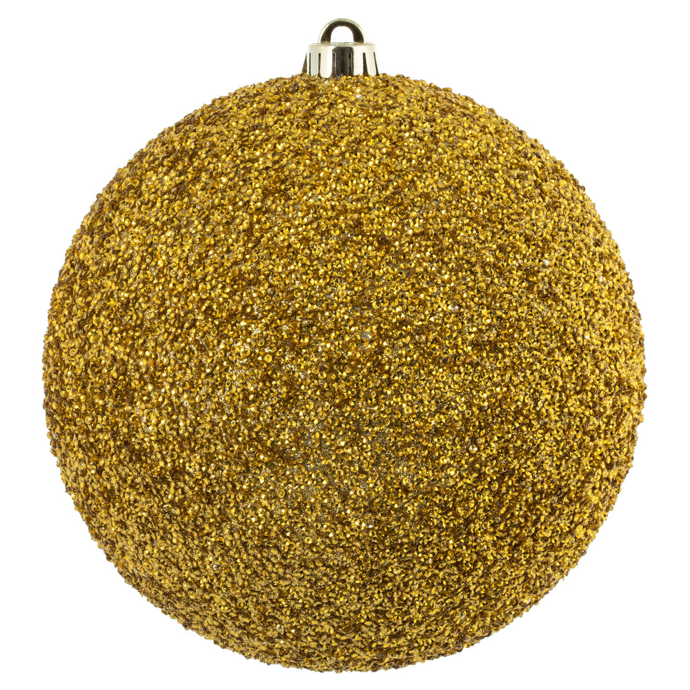Vickerman 8" Gold Beaded Ball Ornament 2 per Bag