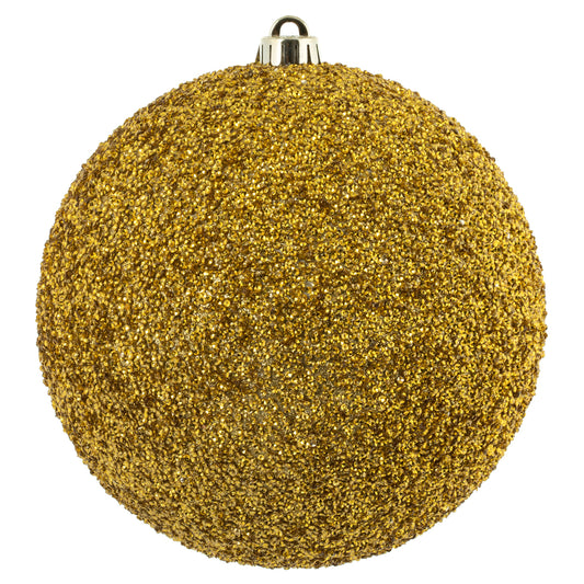 Vickerman 8" Gold Beaded Ball Ornament 2 per Bag
