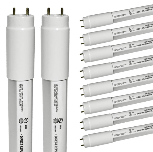 Damar- 47.75-Inch T8 LED Tube Light Bulb Type A + B Hybrid with Safe Shield Sleeve Single/Dual Ended Ballast Bypass 18W 2000 Lumen 6500K Daylight G13 Bi-Pin Base Pack of 10-Fluorescent Replacement