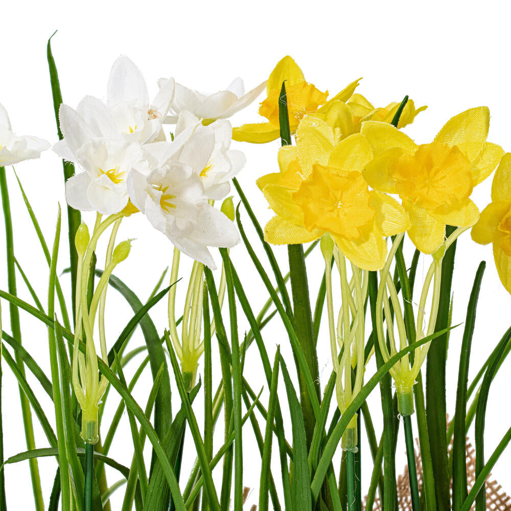 Vickerman 10" Artificial Yellow Daffodil in Burlap Pot.