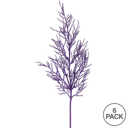 Vickerman 28" Purple Onoclea Glitter Wild Huck Artificial Christmas Spray. Includes 6 sprays per pack.