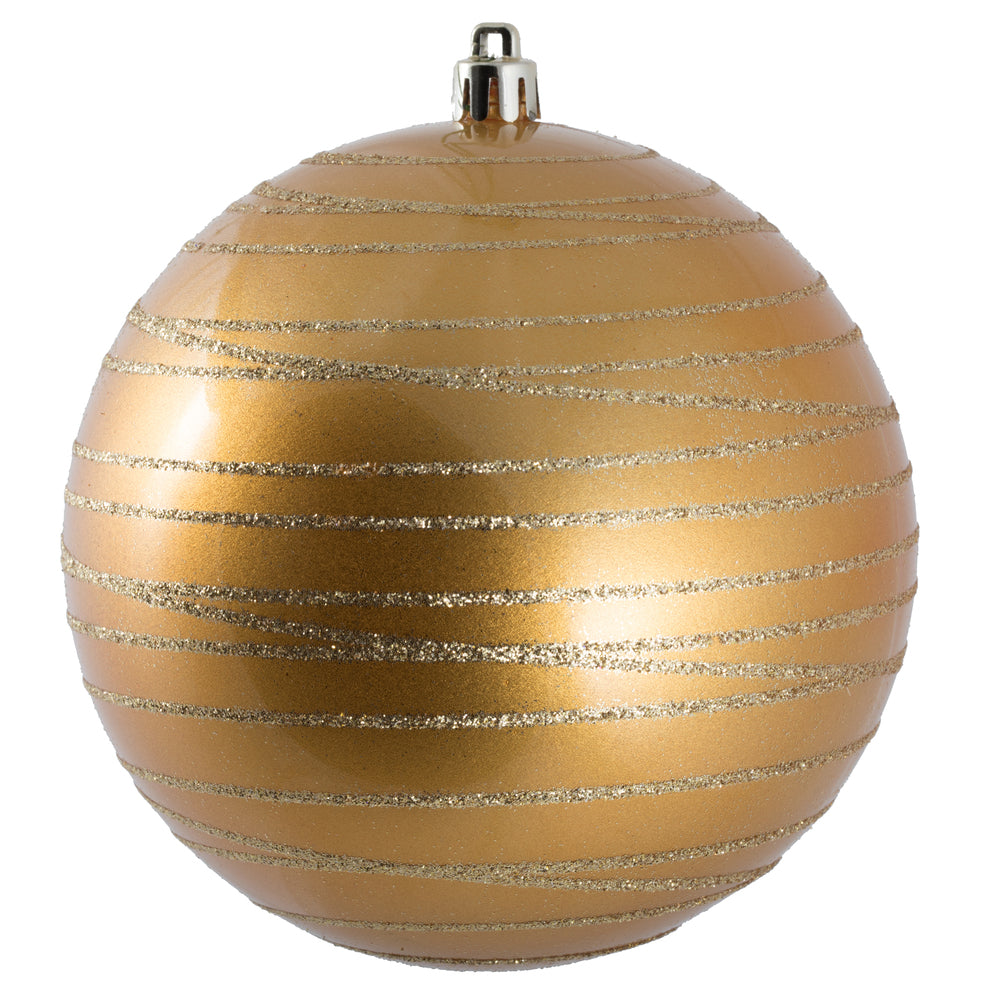 Vickerman 4" Copper Candy Finish Ball Ornament with Glitter Lines 4 per Bag