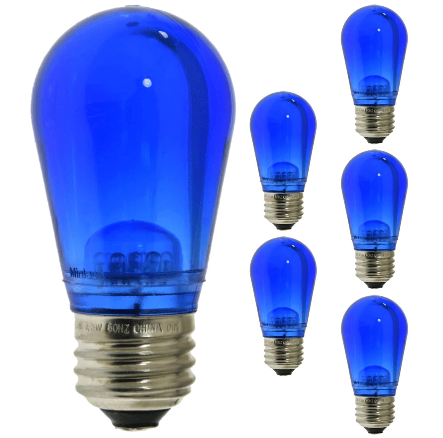 Damar- S14 Colored LED String Light Bulb Transparent Blue 0.55W-1.5W E26 Medium Base 100-130V Pack of 6- Shatterproof Waterproof Outdoor Indoor Replacement Bulb Home Decorations Christmas Halloween