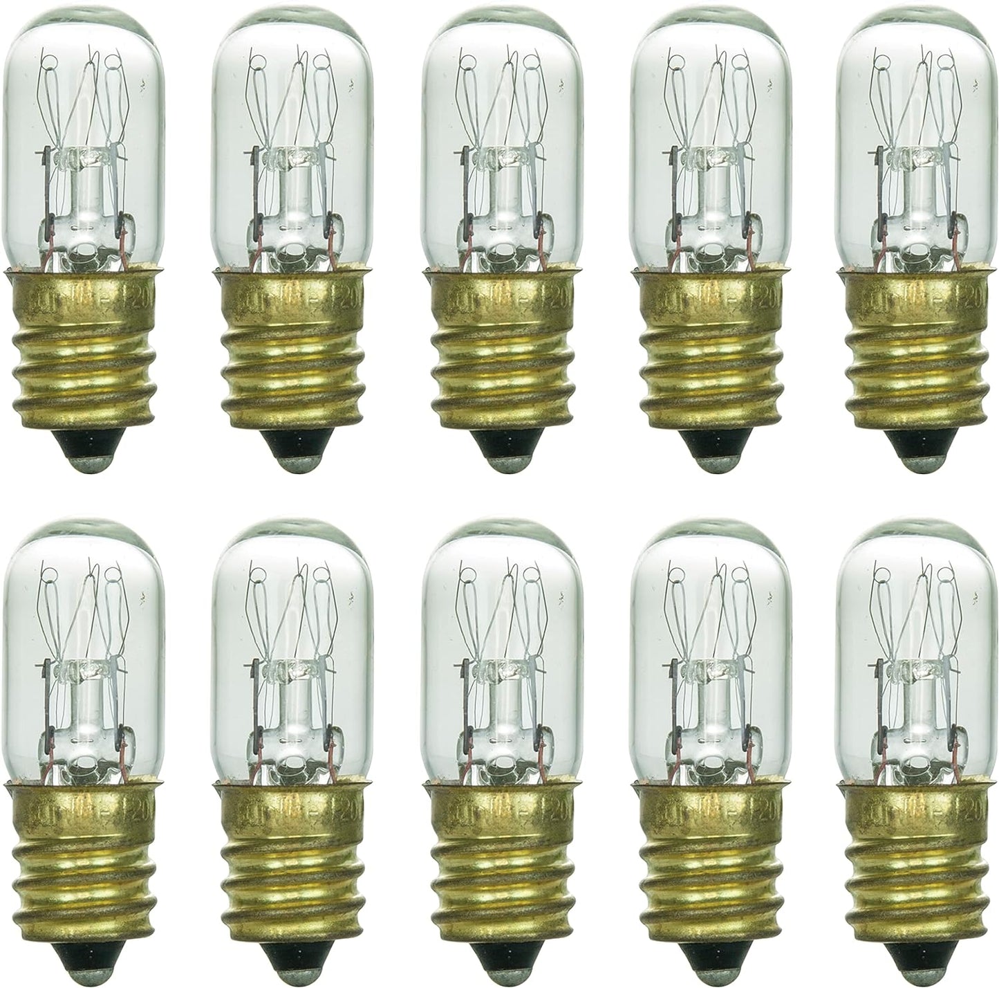 Sunlite 41717 Incandescent T4 Tubular Light Bulb, 15 Watts, 75 Lumens, Candelabra E12 Base, Dimmable, 2000 Hour Life Span, 2600K Warm White, 10 Count