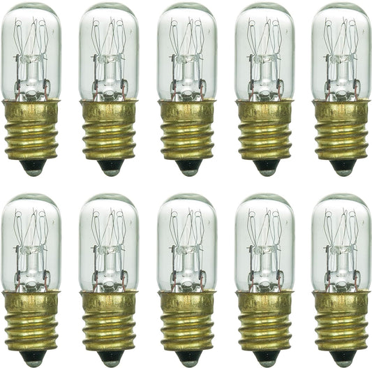 Sunlite 41717 Incandescent T4 Tubular Light Bulb, 15 Watts, 75 Lumens, Candelabra E12 Base, Dimmable, 2000 Hour Life Span, 2600K Warm White, 10 Count