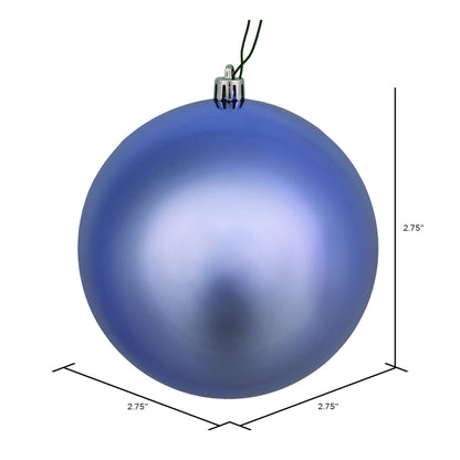 Vickerman 2.75" Periwinkle Shiny Ball Ornament 12 per Bag