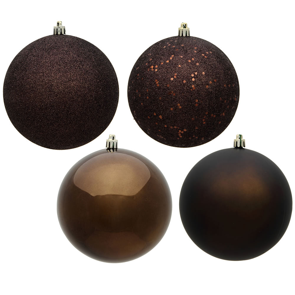 Vickerman 12" Chocolate 4-Finish Ball Ornament 4 per Bag