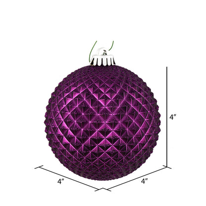 Vickerman 4" Plum Durian Glitter Ball Ornament 6 per Bag