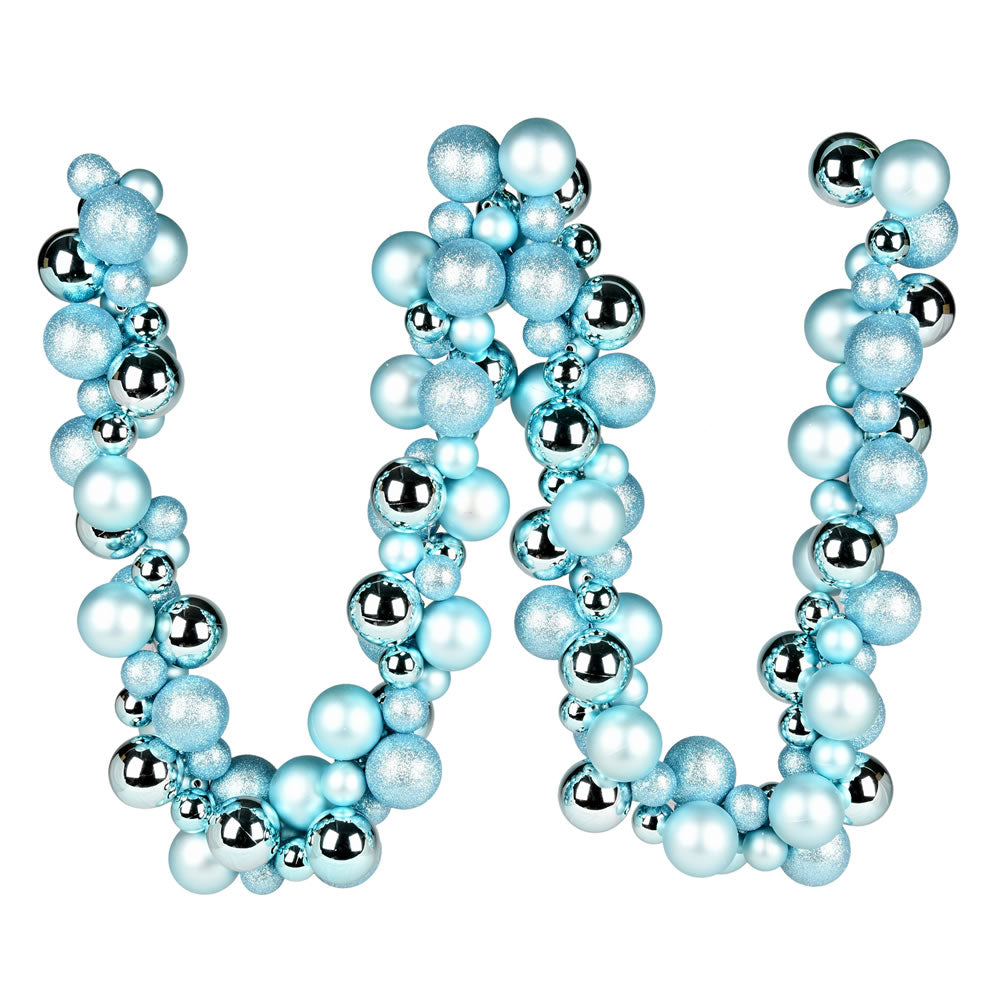 Vickerman 6' Baby Blue Assorted Ornament Ball Christmas Garland