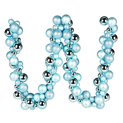 Vickerman 6' Baby Blue Assorted Ornament Ball Christmas Garland