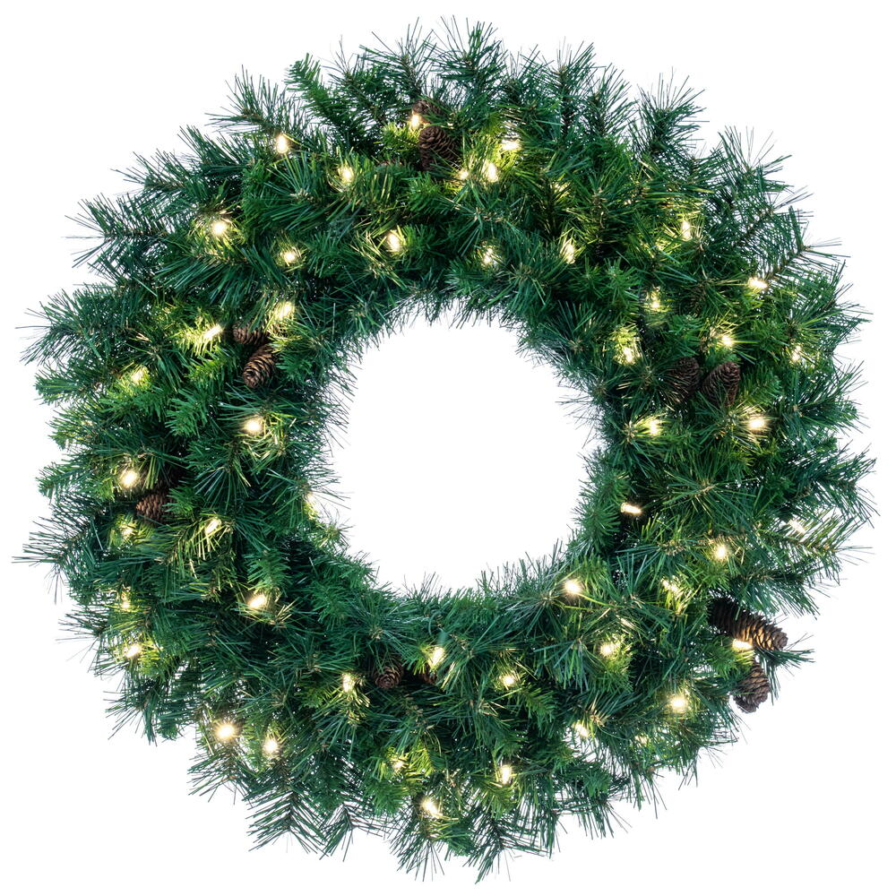 Vickerman 120" Cheyenne Pine Artificial Christmas Wreath Warm White LED Lights