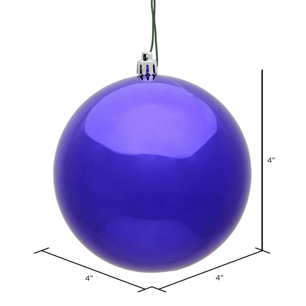Vickerman 4" Purple Shiny Ball Ornament 6 per Bag