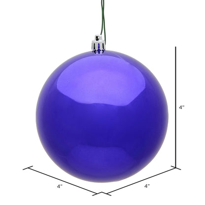 Vickerman 4" Purple Shiny Ball Ornament 6 per Bag