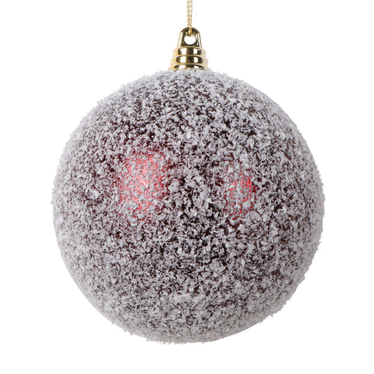 Vickerman 4" Burgundy Matte Snow Covered Ornament 4 per bag.