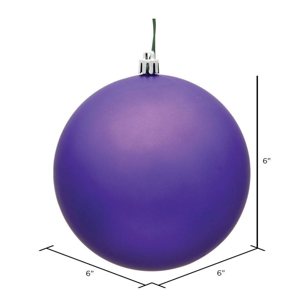 Vickerman 6" Purple Matte Ball Ornament 4 per Bag