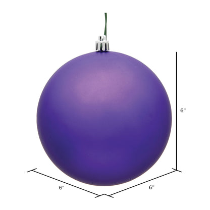 Vickerman 6" Purple Matte Ball Ornament 4 per Bag