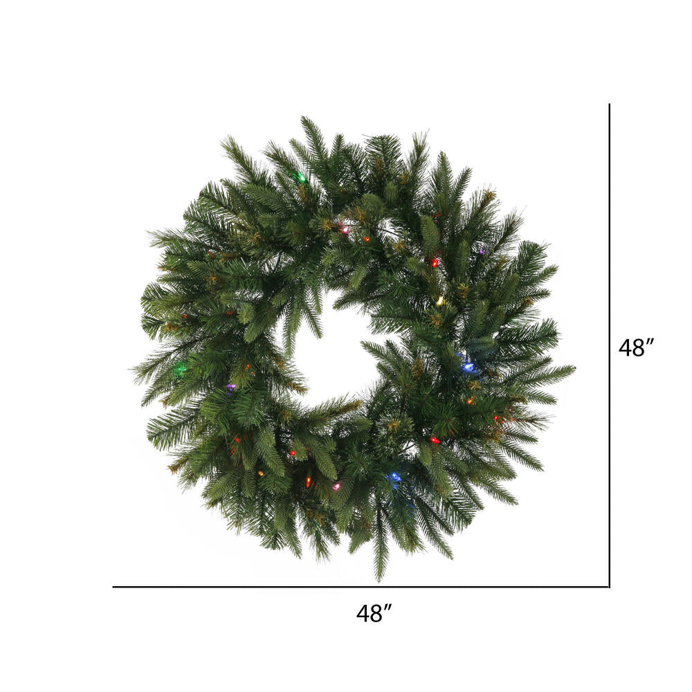 Vickerman 48" Cashmere Artificial Christmas Wreath Multi-Colored Dura-lit LED Lights
