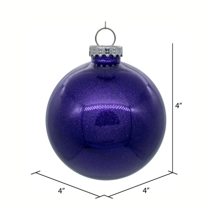 Vickerman 4" Clear Ball Christmas Ornament with Purple Glitter Interior 6 Pieces per bag