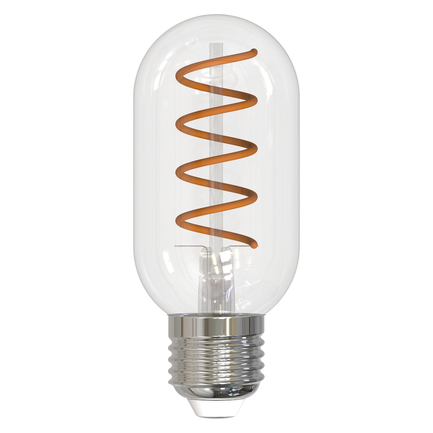Bulbrite LED T14 Curved Filament Spiral, Dimmable E26 Medium Base, Clear Finish, 2100K-Amber Light 4 Watts