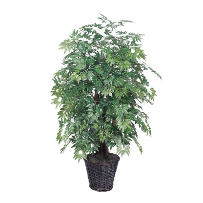 Vickerman 4' Artificial Ming Aralia Extra Full Bush Rattan Basket