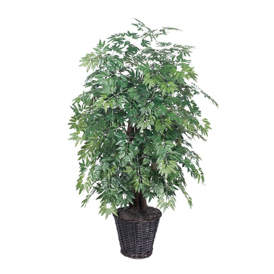 Vickerman 4' Artificial Ming Aralia Extra Full Bush Rattan Basket