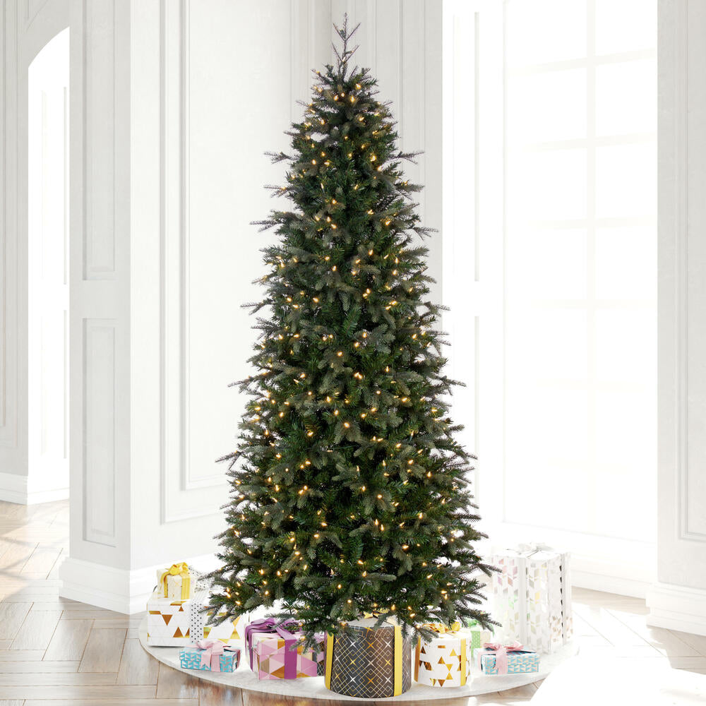 Vickerman 7.5' x 44" Douglas Fir Artificial Slim Christmas Tree with Warm White LED Lights.