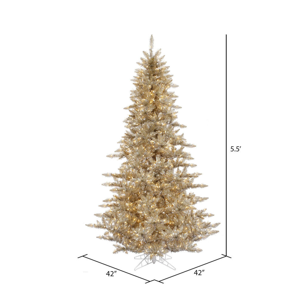 Vickerman 5.5' Champagne Fir Artificial Christmas Tree Warm White Dura-lit LED Lights