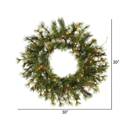 Vickerman 30" Mixed Country Pine Artificial Christmas Wreath Clear Dura-lit Incandescent Lights