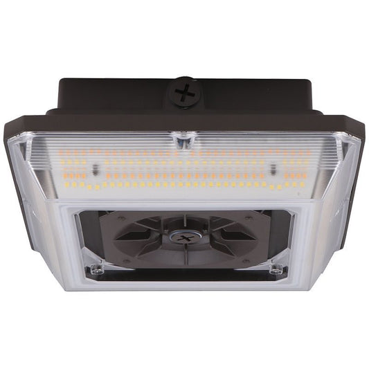 Westgate Canopy Garage Light, AngLED Beam, Selectable 40/60/75W 30/40/50K 0-10V, Outdoor Lighting, 40W/60W/75W, 140 Lumens/W, 30K/40K/50K, White Finish, 0-10V